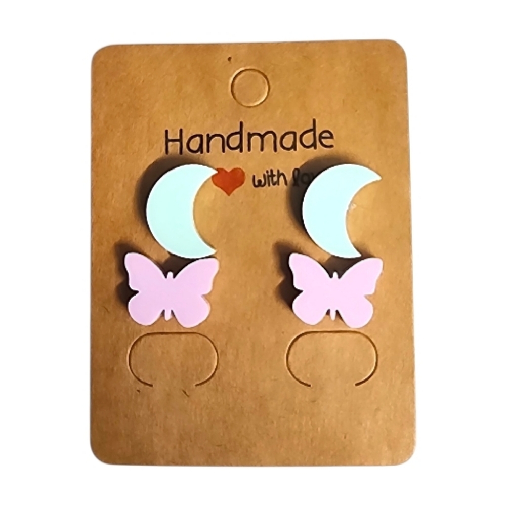 Moonlit Wings Acrylic Stud Earrings – 2 Pair